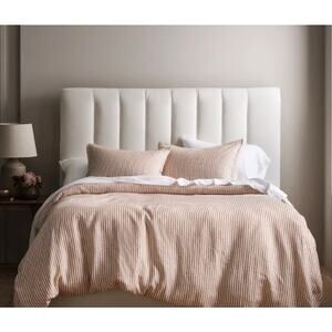Quince European Linen King Striped King Pillow Case Set Terracotta #S8